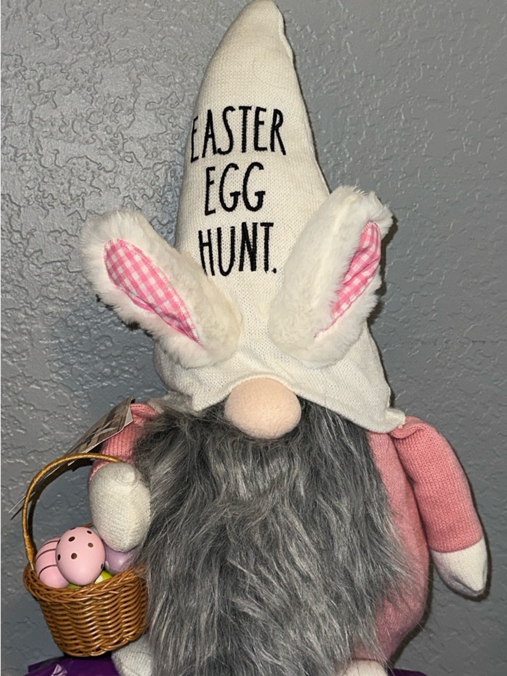 Rae Dunn Pink Bunny Easter Gnome Plush - Easter Egg Hunt